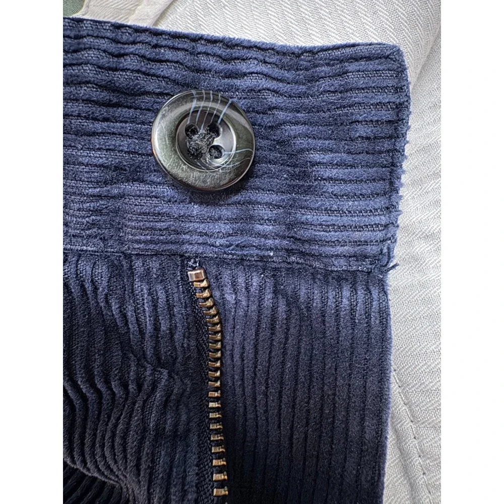 LL Bean Navy Corduroy Pants Mens 36x32 Straight Leg Stretch Casual Cords